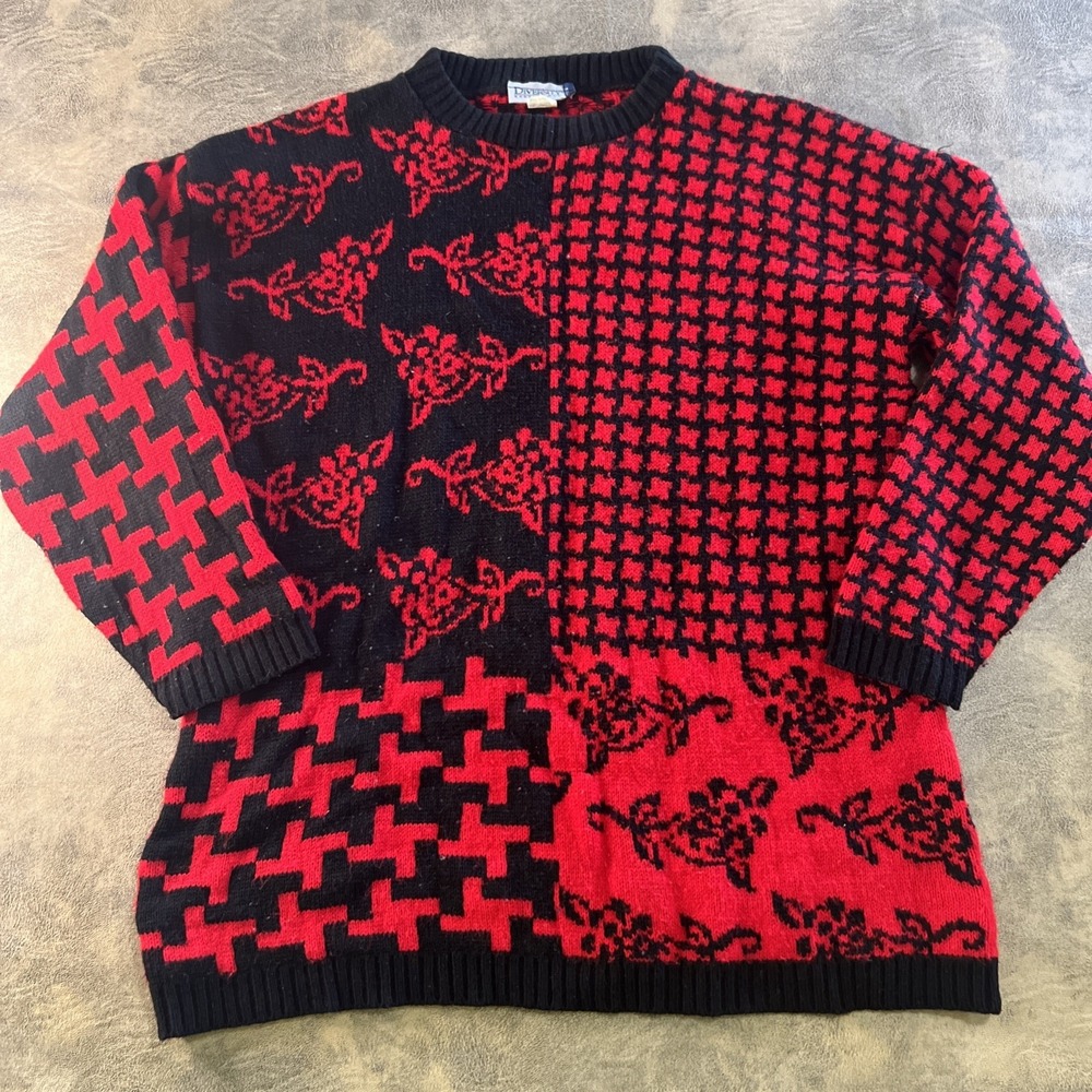 VTG Sweater Women's Size L Rose Knit Diversity Essentials Made in USA *READ*